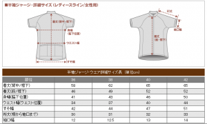 カペルレディース半袖ジャージサイズ