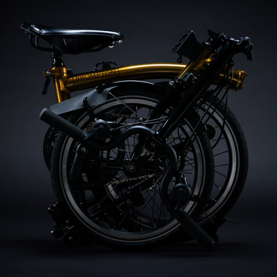 Brompton Gold Bike on Black - 171018-3